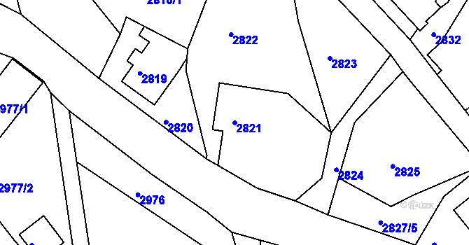 Parcela st. 2821 v KÚ Železný Brod, Katastrální mapa