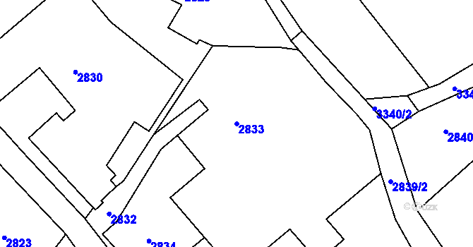 Parcela st. 2833 v KÚ Železný Brod, Katastrální mapa