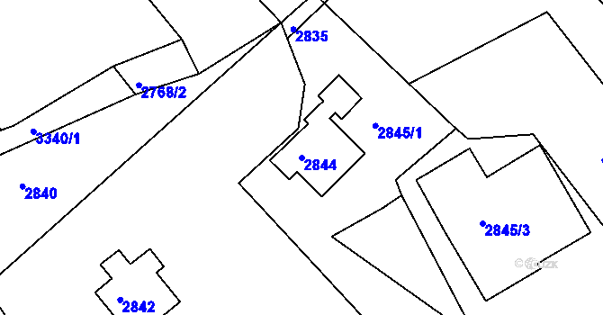 Parcela st. 2844 v KÚ Železný Brod, Katastrální mapa
