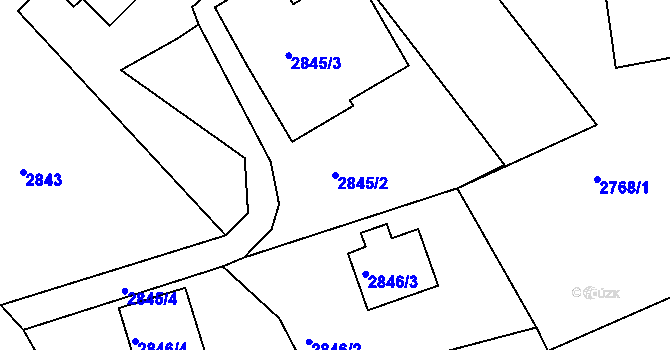 Parcela st. 2845/2 v KÚ Železný Brod, Katastrální mapa