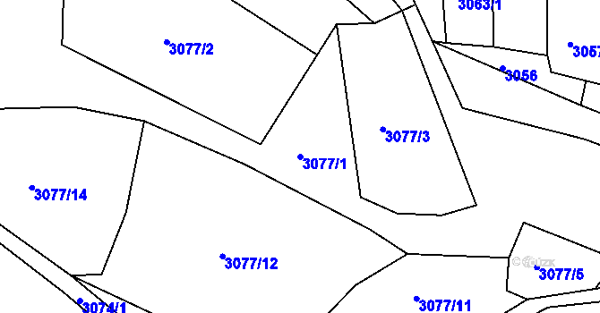 Parcela st. 3077/1 v KÚ Železný Brod, Katastrální mapa
