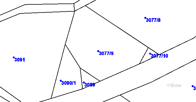 Parcela st. 3077/9 v KÚ Železný Brod, Katastrální mapa