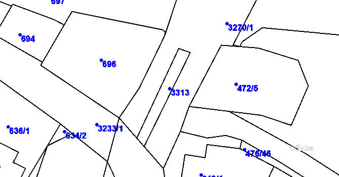 Parcela st. 3313 v KÚ Železný Brod, Katastrální mapa