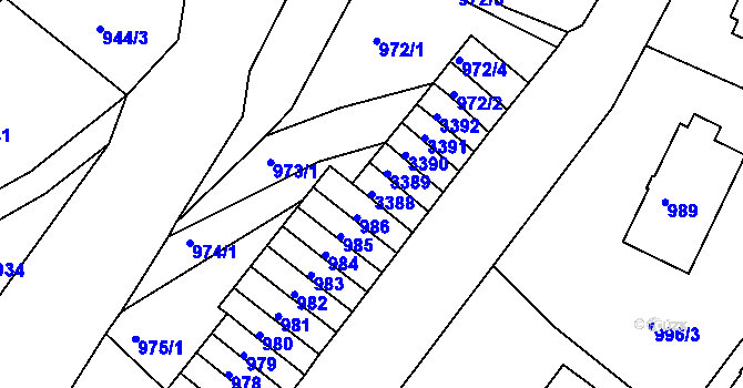 Parcela st. 3388 v KÚ Železný Brod, Katastrální mapa