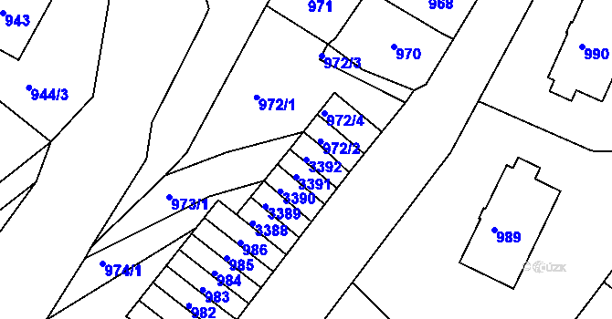 Parcela st. 3392 v KÚ Železný Brod, Katastrální mapa