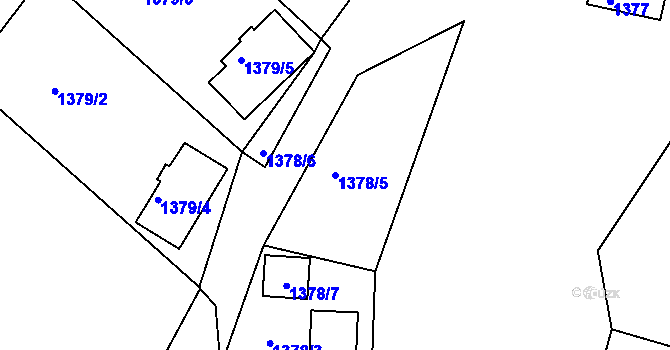 Parcela st. 1378/5 v KÚ Železný Brod, Katastrální mapa