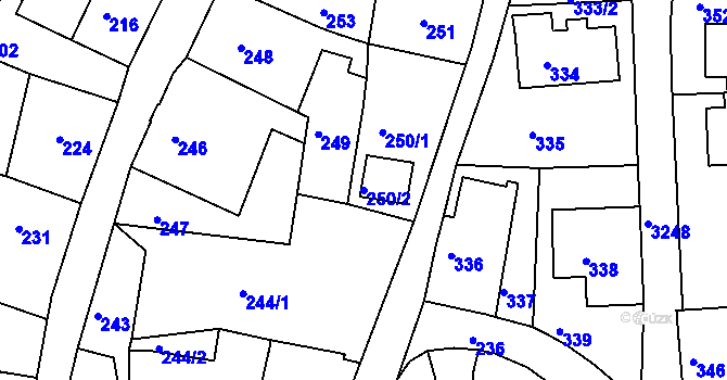 Parcela st. 250/2 v KÚ Železný Brod, Katastrální mapa
