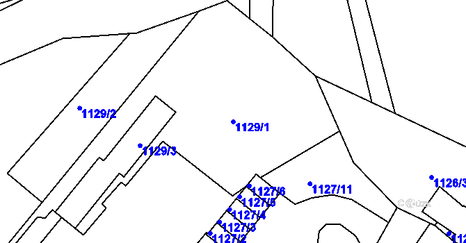 Parcela st. 1129/1 v KÚ Železný Brod, Katastrální mapa