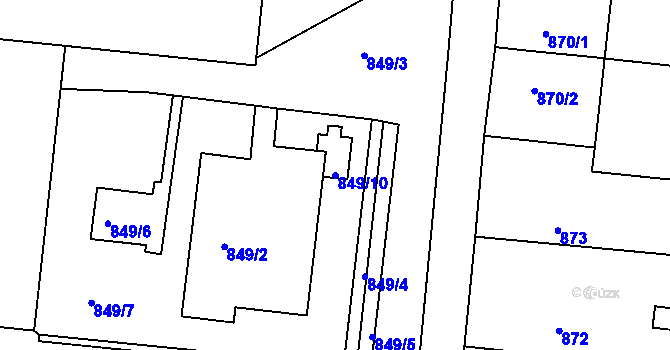 Parcela st. 849/10 v KÚ Železný Brod, Katastrální mapa