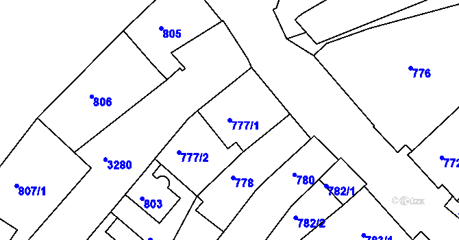 Parcela st. 777/1 v KÚ Železný Brod, Katastrální mapa