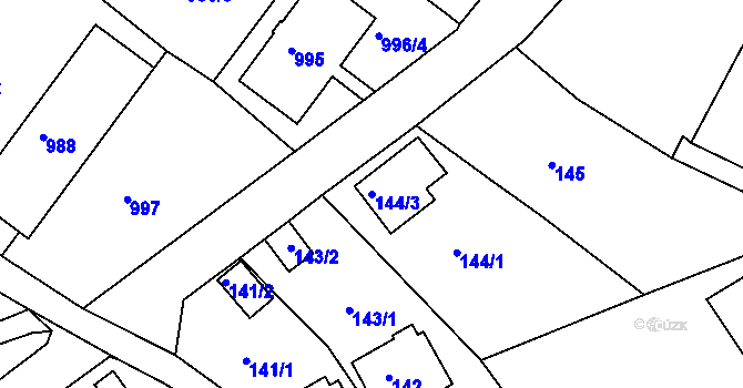 Parcela st. 144/3 v KÚ Železný Brod, Katastrální mapa