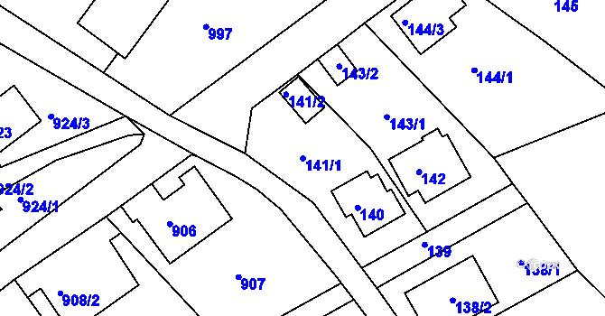 Parcela st. 141/1 v KÚ Železný Brod, Katastrální mapa