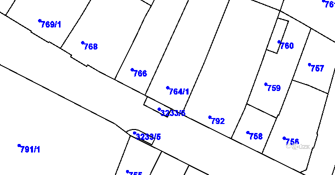 Parcela st. 764/1 v KÚ Železný Brod, Katastrální mapa