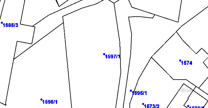 Parcela st. 1597/1 v KÚ Železný Brod, Katastrální mapa