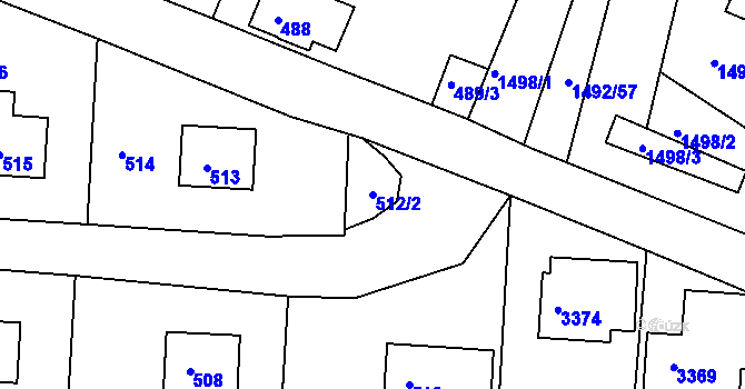 Parcela st. 512/2 v KÚ Železný Brod, Katastrální mapa