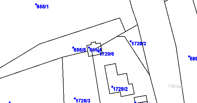 Parcela st. 1729/6 v KÚ Železný Brod, Katastrální mapa
