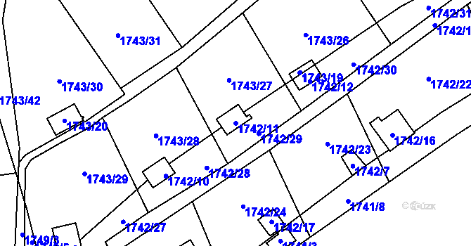 Parcela st. 1742/11 v KÚ Železný Brod, Katastrální mapa