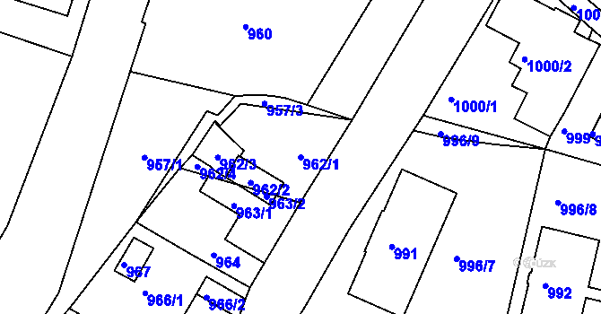 Parcela st. 962/1 v KÚ Železný Brod, Katastrální mapa