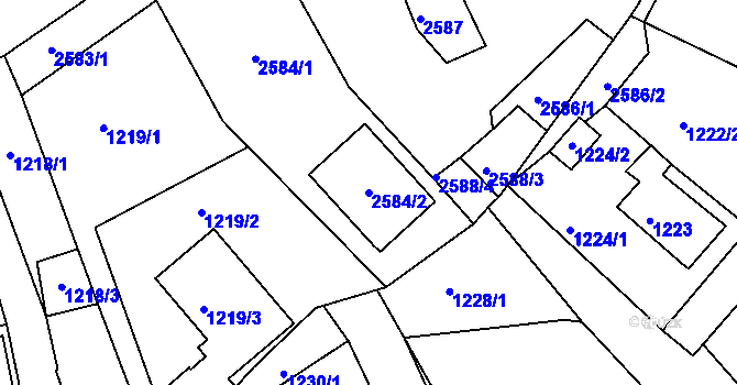 Parcela st. 2584/2 v KÚ Železný Brod, Katastrální mapa