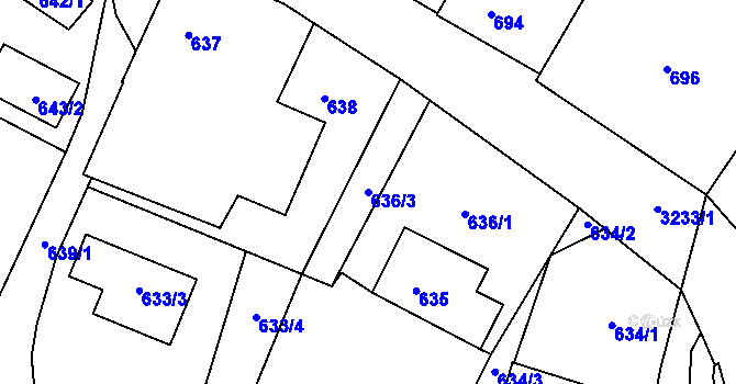 Parcela st. 636/3 v KÚ Železný Brod, Katastrální mapa