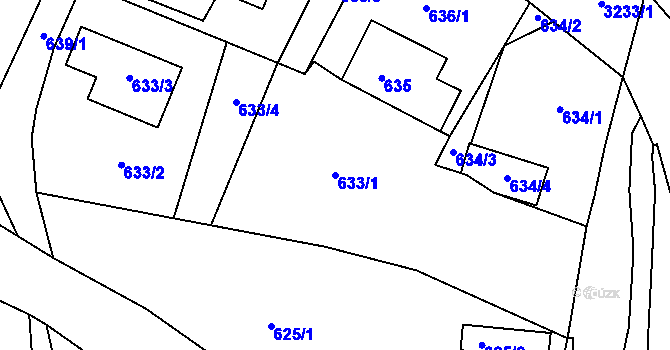 Parcela st. 633/1 v KÚ Železný Brod, Katastrální mapa