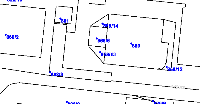 Parcela st. 868/13 v KÚ Železný Brod, Katastrální mapa