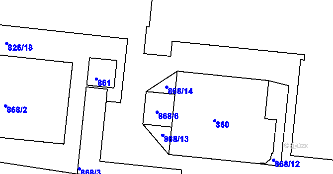 Parcela st. 868/14 v KÚ Železný Brod, Katastrální mapa