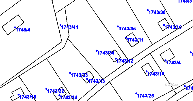 Parcela st. 1743/34 v KÚ Železný Brod, Katastrální mapa
