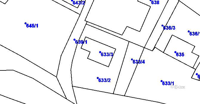 Parcela st. 633/3 v KÚ Železný Brod, Katastrální mapa