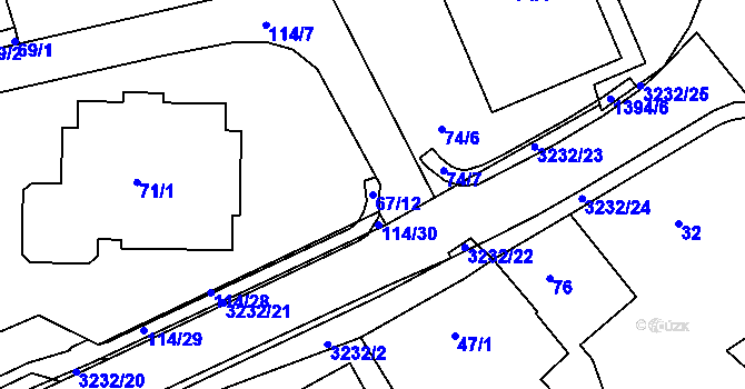 Parcela st. 67/12 v KÚ Železný Brod, Katastrální mapa