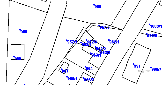 Parcela st. 962/4 v KÚ Železný Brod, Katastrální mapa
