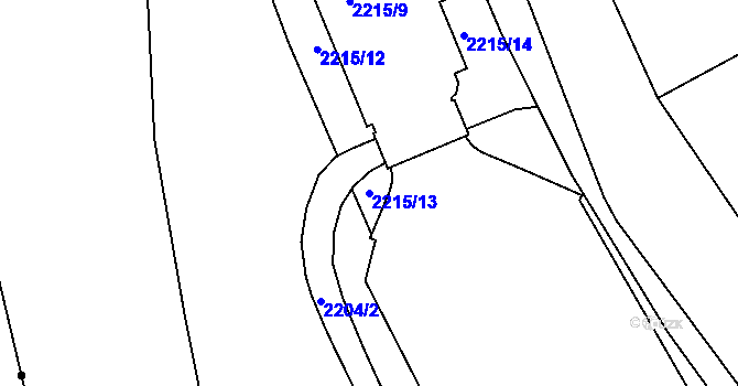 Parcela st. 2215/13 v KÚ Železný Brod, Katastrální mapa