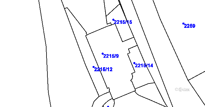 Parcela st. 2215/9 v KÚ Železný Brod, Katastrální mapa