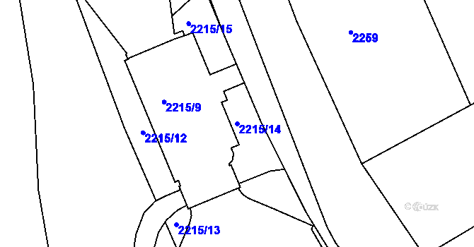 Parcela st. 2215/14 v KÚ Železný Brod, Katastrální mapa