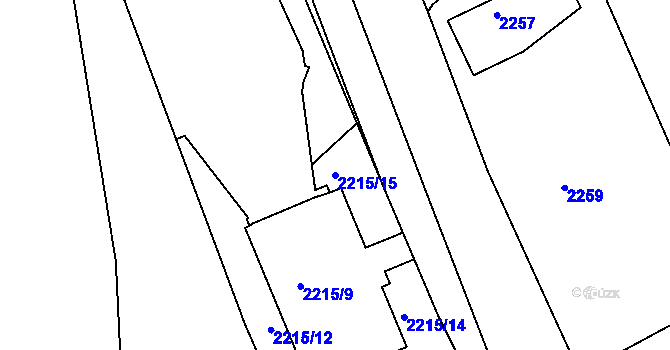 Parcela st. 2215/15 v KÚ Železný Brod, Katastrální mapa