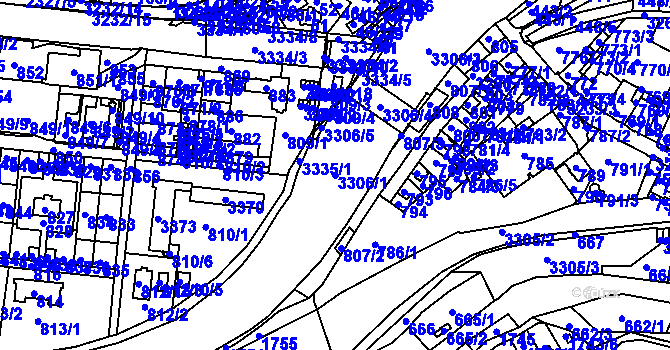 Parcela st. 3306/1 v KÚ Železný Brod, Katastrální mapa