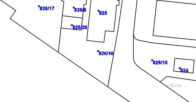 Parcela st. 826/16 v KÚ Železný Brod, Katastrální mapa