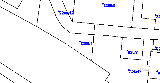 Parcela st. 2209/11 v KÚ Železný Brod, Katastrální mapa