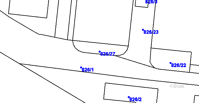 Parcela st. 826/27 v KÚ Železný Brod, Katastrální mapa