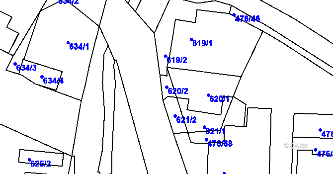 Parcela st. 620/2 v KÚ Železný Brod, Katastrální mapa