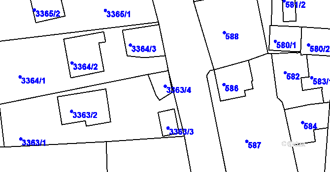 Parcela st. 3363/4 v KÚ Železný Brod, Katastrální mapa