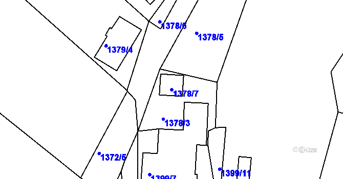 Parcela st. 1378/7 v KÚ Železný Brod, Katastrální mapa