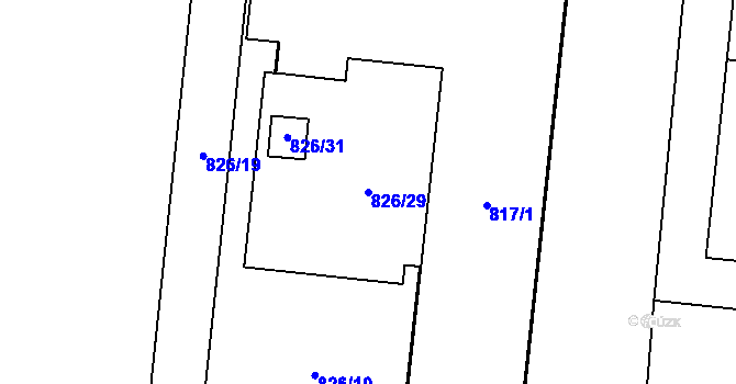Parcela st. 826/29 v KÚ Železný Brod, Katastrální mapa