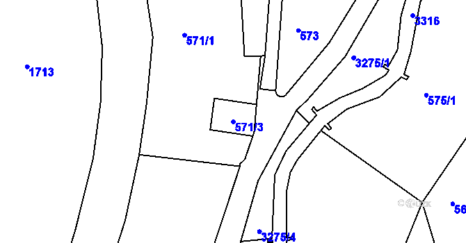Parcela st. 571/3 v KÚ Železný Brod, Katastrální mapa