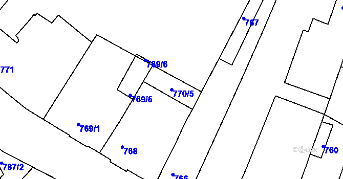 Parcela st. 770/5 v KÚ Železný Brod, Katastrální mapa