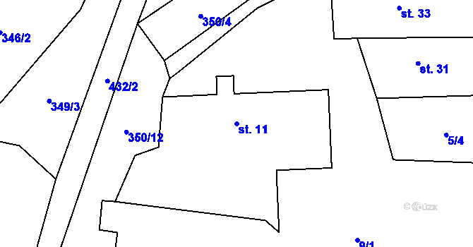 Parcela st. 11 v KÚ Chynín, Katastrální mapa