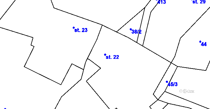 Parcela st. 22 v KÚ Chynín, Katastrální mapa