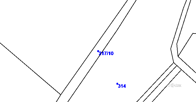 Parcela st. 217/10 v KÚ Chynín, Katastrální mapa