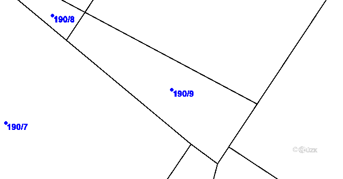 Parcela st. 190/9 v KÚ Chynín, Katastrální mapa