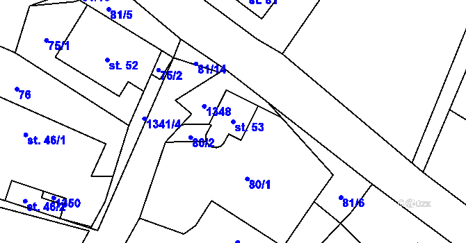 Parcela st. 53 v KÚ Přešín, Katastrální mapa